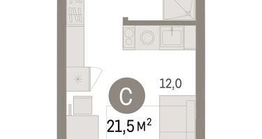 Студия, 21 м²