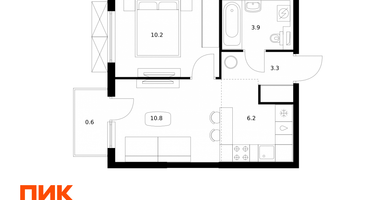 1-к. квартира, 35 м²