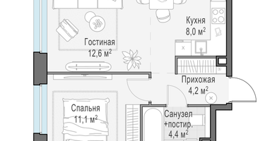 2-к. квартира, 40&nbsp;м²