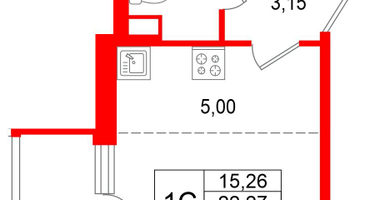 Студия, 22 м²
