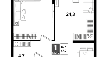 1-к. квартира, 47 м²