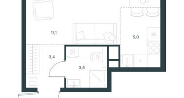 Студия, 23&nbsp;м²