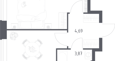 1-к. квартира, 34&nbsp;м²