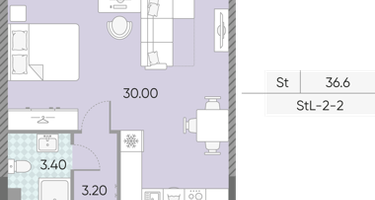 1-к. квартира, 36 м²