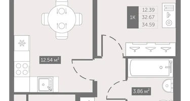 1-к. квартира, 34&nbsp;м²