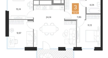 3-к. квартира, 78&nbsp;м²