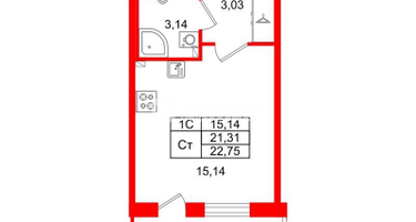 Студия, 21&nbsp;м²