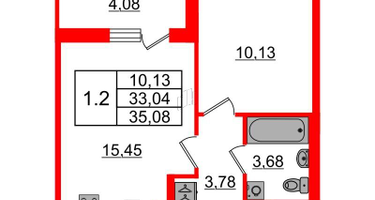 1-к. квартира, 33 м²