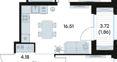 2-к. квартира, 53 м²