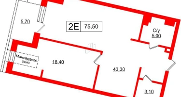 1-к. квартира, 82&nbsp;м²