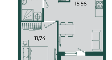 1-к. квартира, 39 м²