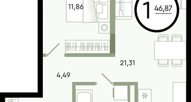 1-к. квартира, 46 м²