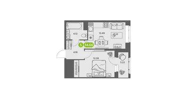 Студия, 34&nbsp;м²
