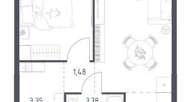 Студия, 38&nbsp;м²