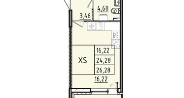1-к. квартира, 26&nbsp;м²