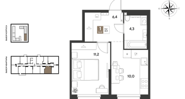1-к. квартира, 31 м²