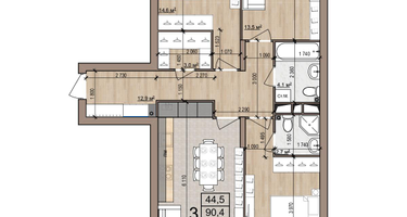 3-к. квартира, 90&nbsp;м²