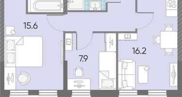 2-к. квартира, 56&nbsp;м²