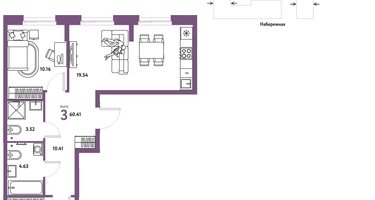 3-к. квартира, 60&nbsp;м²