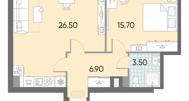 Студия, 52&nbsp;м²