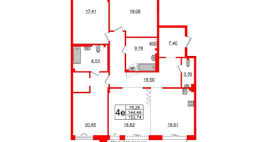 4-к. квартира, 144&nbsp;м²