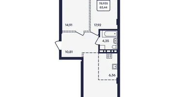3-к. квартира, 77 м²