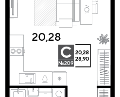 Студия, 28&nbsp;м²