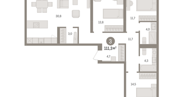 3-к. квартира, 111&nbsp;м²