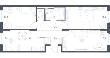 Студия, 79&nbsp;м²