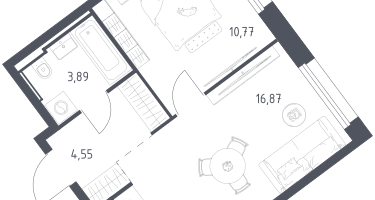 1-к. квартира, 36&nbsp;м²