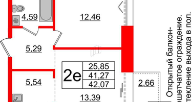 2-к. квартира, 41&nbsp;м²