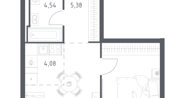 Студия, 38&nbsp;м²