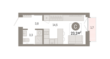 Студия, 23 м²