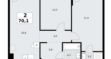 2-к. квартира, 70&nbsp;м²