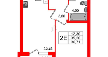 1-к. квартира, 36&nbsp;м²