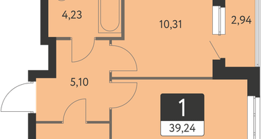 1-к. квартира, 37&nbsp;м²