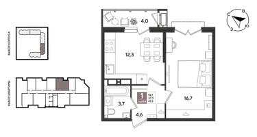 1-к. квартира, 41&nbsp;м²