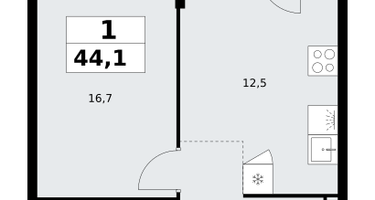 1-к. квартира, 44&nbsp;м²