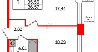 1-к. квартира, 36&nbsp;м²