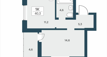 1-к. квартира, 40 м²