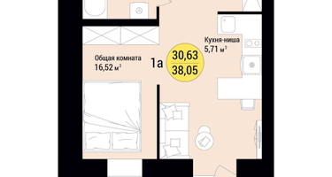 1-к. квартира, 38&nbsp;м²