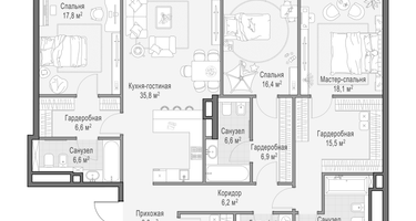 3-к. квартира, 166 м²