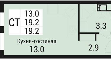 Студия, 19&nbsp;м²