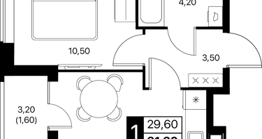 1-к. квартира, 31&nbsp;м²