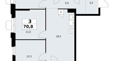 3-к. квартира, 70 м²
