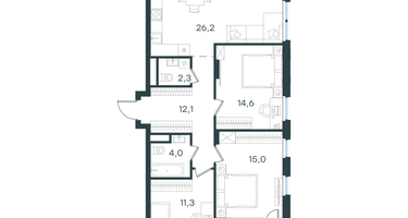 3-к. квартира, 87&nbsp;м²