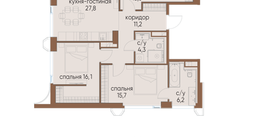 3-к. квартира, 94&nbsp;м²