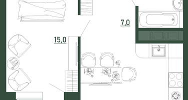 1-к. квартира, 42 м²