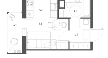 Студия, 24&nbsp;м²