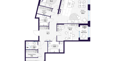 3-к. квартира, 119&nbsp;м²
